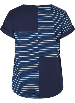 Short-sleeved viscose t-shirt with stripes, Night Sky Stripe, Packshot image number 1