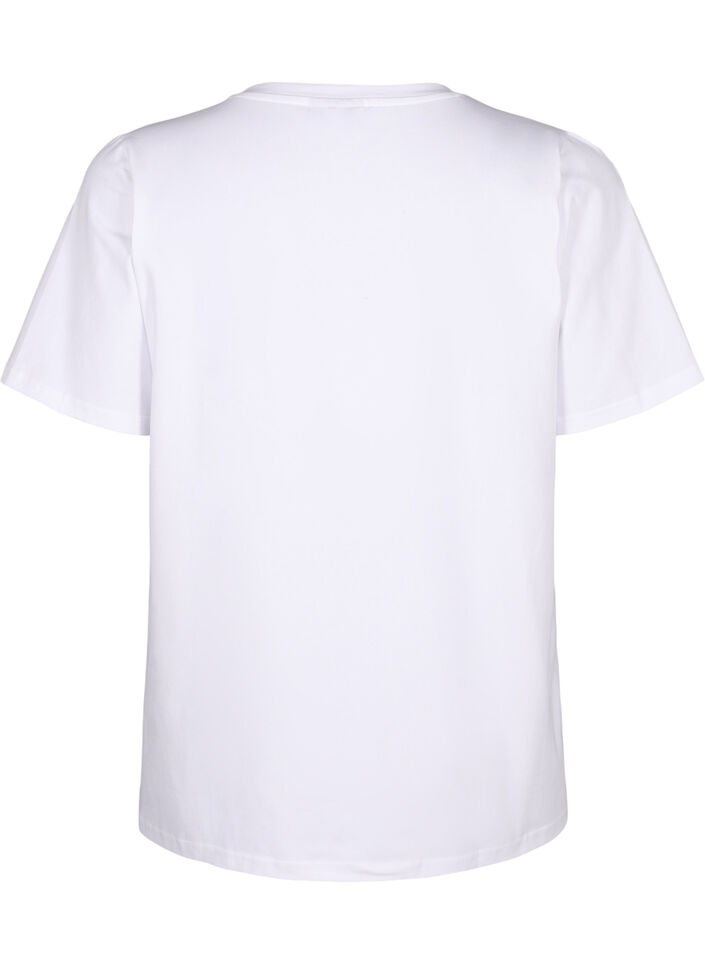 Organic cotton T-shirt with embroidery details, Bright White, Packshot image number 1