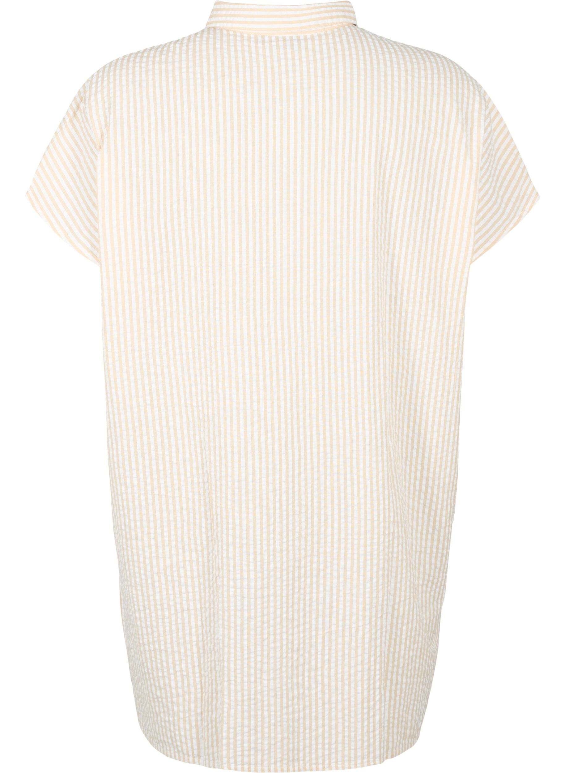 Zizzifashion Long striped cotton shirt, White/Natrual Stripe, Packshot image number 1