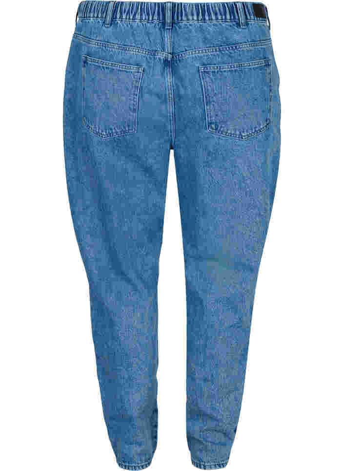 Cropped Mille mom jeans with colour-block, Blue denim, Packshot image number 1
