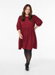 Short dress with texture and 3/4 sleeves, Dark Bordeaux, Model image number 1