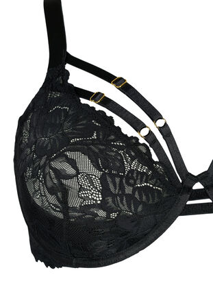 Full cover bra with lace and strings, Black, Packshot image number 2
