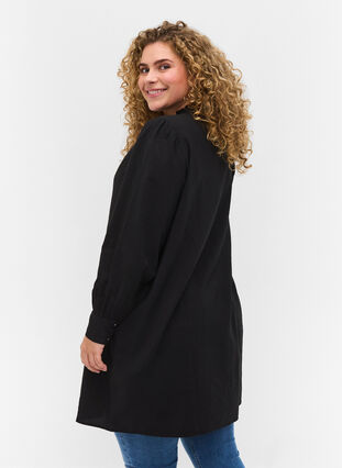 Tunic with buttons and ruffle details, Black, Model image number 1
