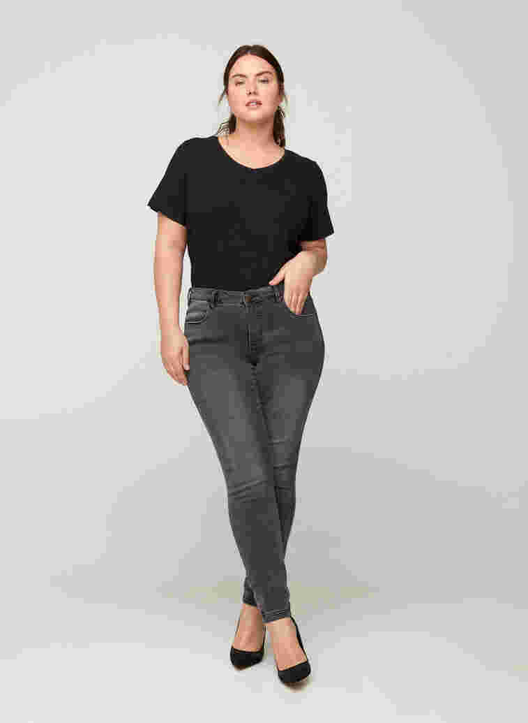 Super slim Amy jeans with high waist, Dk Grey Denim, Model image number 5
