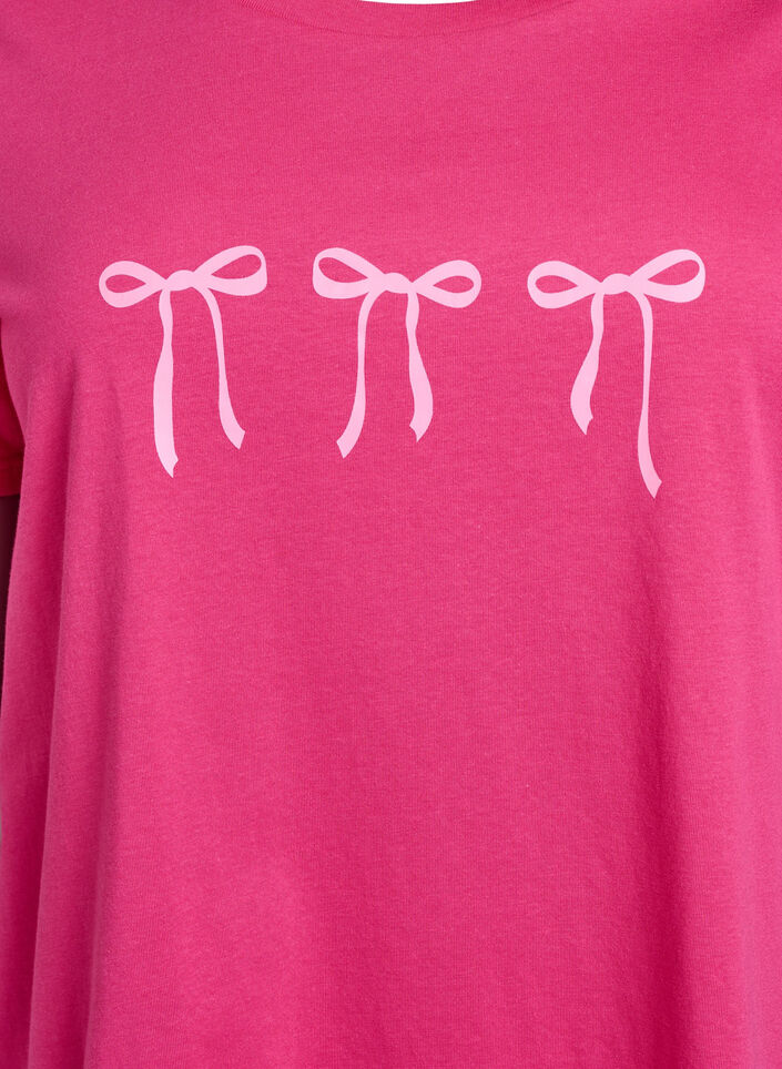 Cotton T-shirt with motif, Raspberry w. Bows, Packshot image number 2
