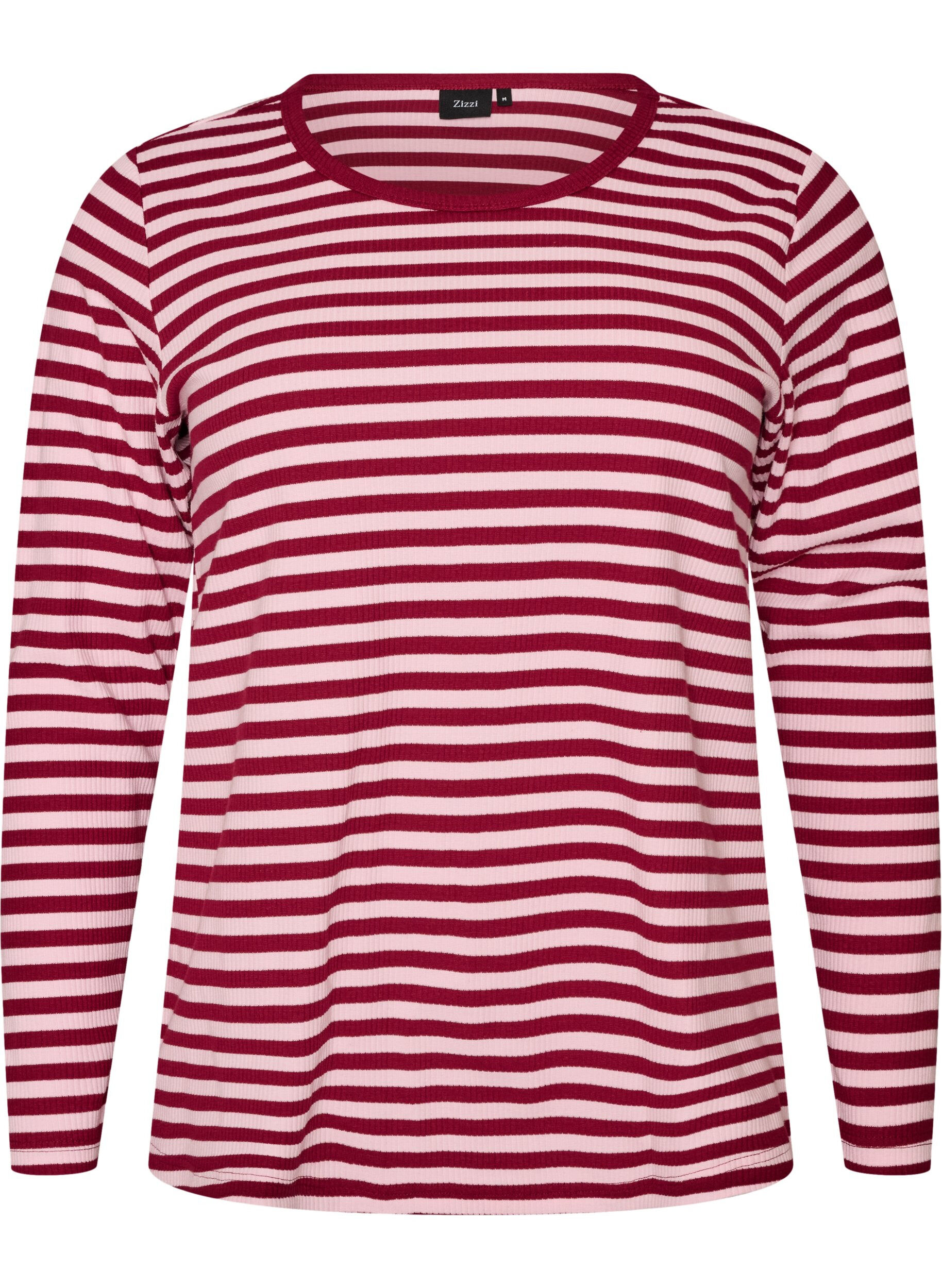 ZizzifashionStriped blouse with long sleeves, Rose, Packshot image number 0