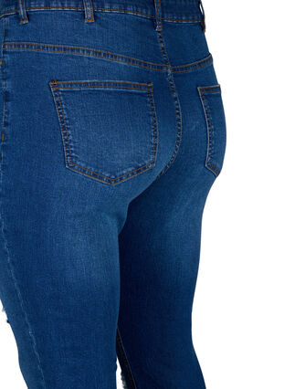Slim fit jeans with abrasion details, Blue Denim, Packshot image number 3