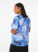 Viscose blouse with marble print and short sleeves, Blue, Model image number 2