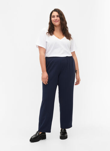 FLASH - Trousers with straight fit, Navy Blazer, Model image number 0