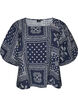 Viscose blouse with paisley print and balloon sleeves, Blue, Packshot image number 0
