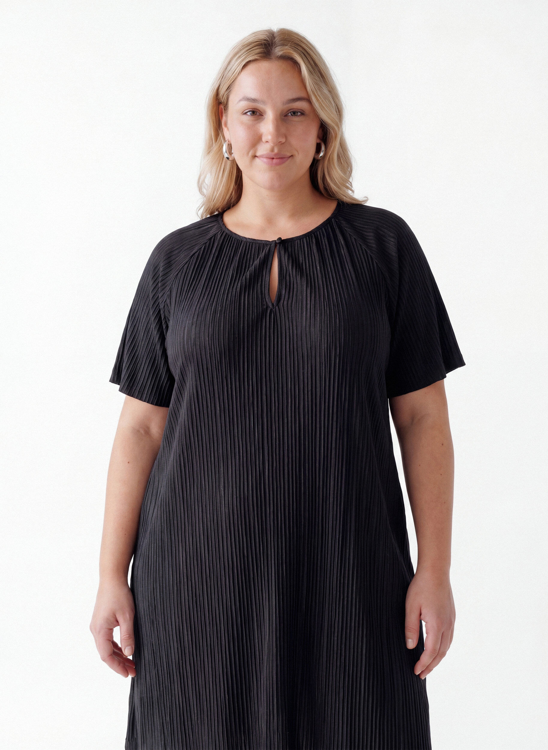 ZizzifashionJersey tunic with textured stripes, Black, Model image number 2