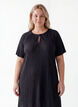 Jersey tunic with textured stripes, Black, Model image number 2