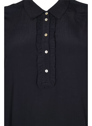 3/4 sleeve viscose tunic, Black, Packshot image number 2