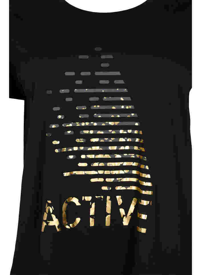 Sports t-shirt with print, Black gold foil logo, Packshot image number 2