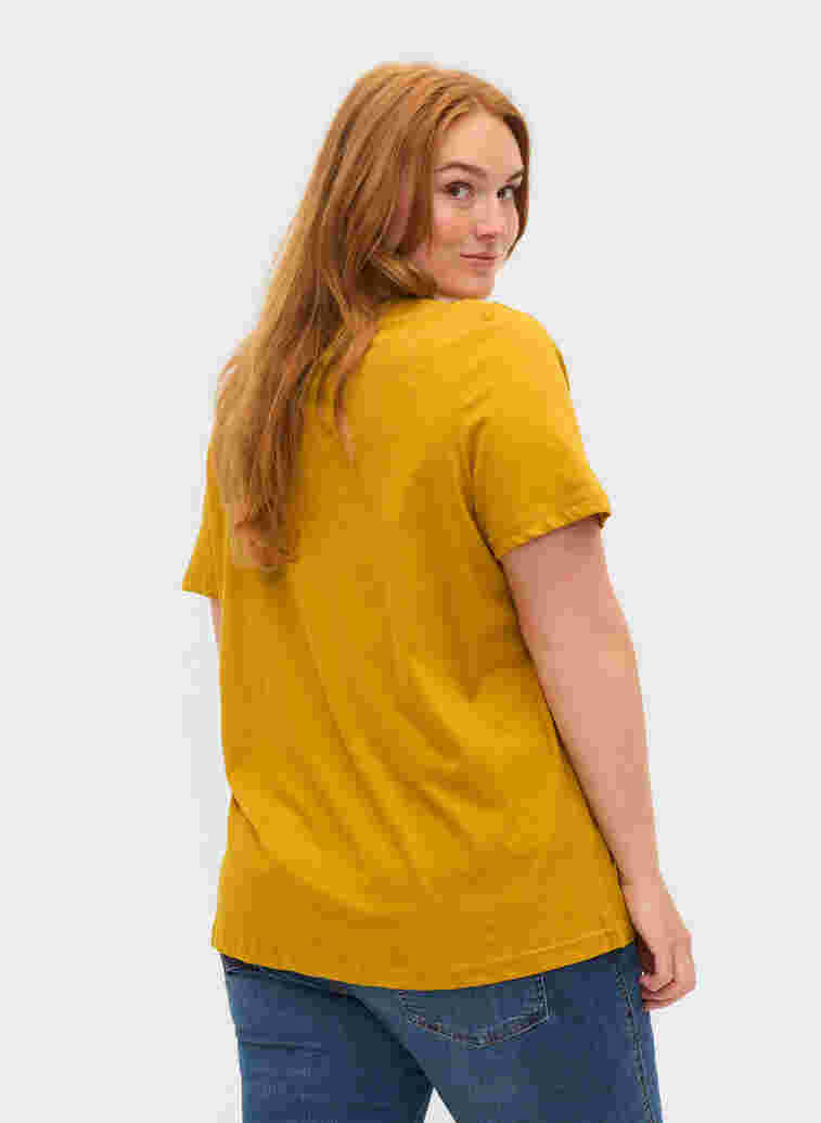 Short-sleeved cotton t-shirt with print, Harvest Gold, Model image number 1