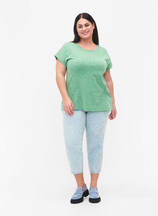 Melange t-shirt with short sleeves, Jolly Green Mél, Model image number 2
