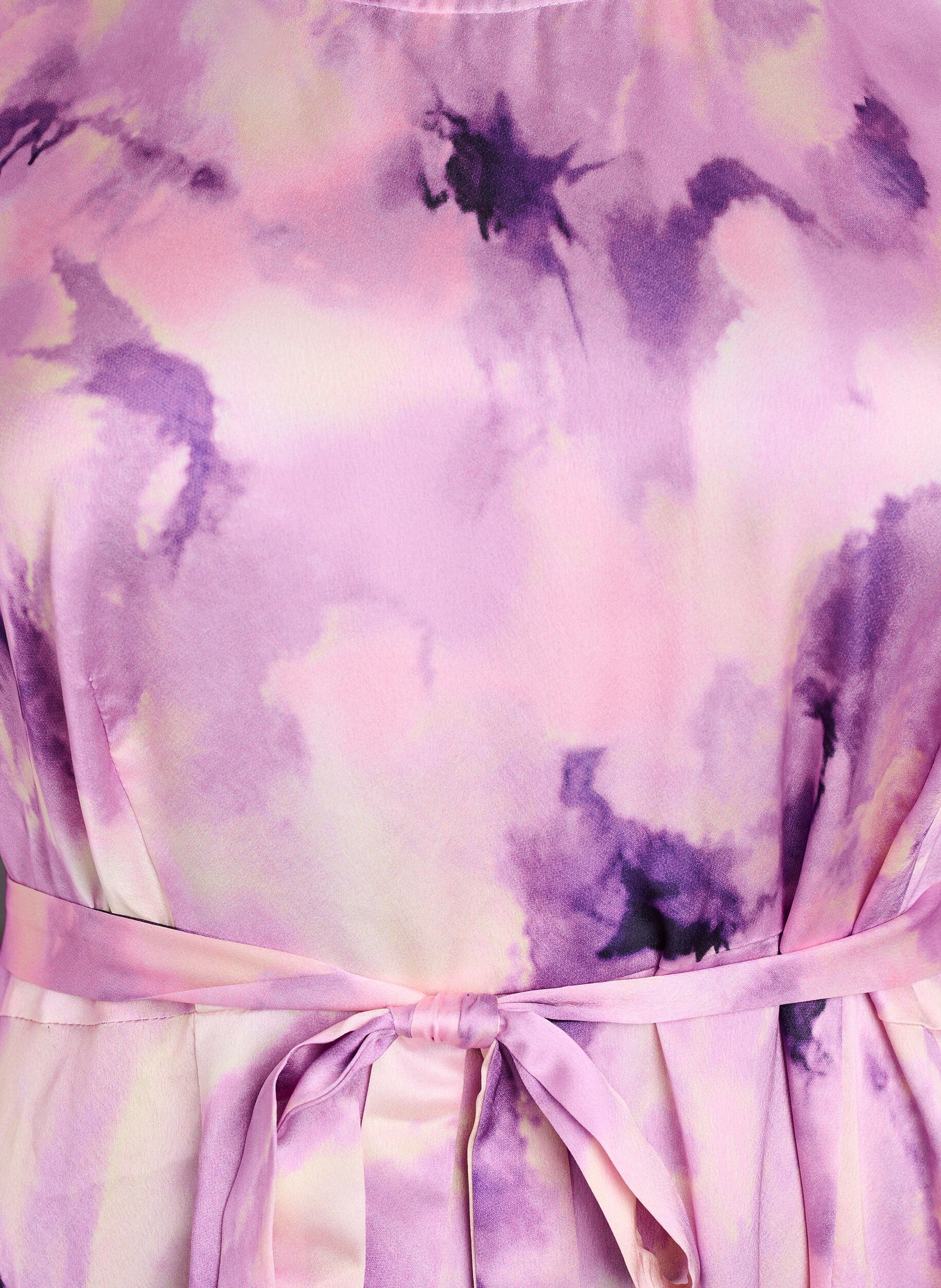 Zizzifashion Short-sleeved party dress with tie-belt, Purple, Packshot image number 2