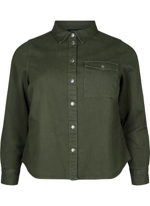 Canvas jacket with buttons, Forest Night, Packshot image number 0