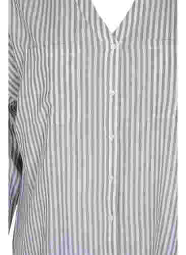 Striped tunic with v neck and buttons, Balsam Green Stripe, Packshot image number 2