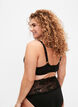 Moulded bra with lace, Black, Model image number 1