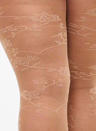 30 denier tights with floral pattern, Nude, Packshot image number 1
