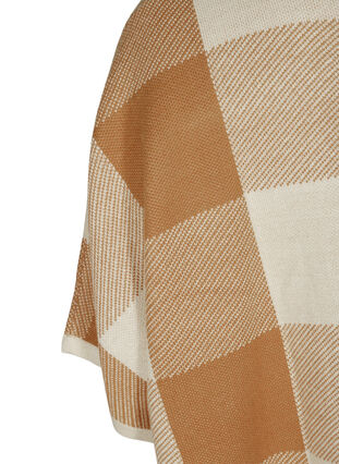 Checkered poncho with roll neck, Tobacco Brown Comb, Packshot image number 3