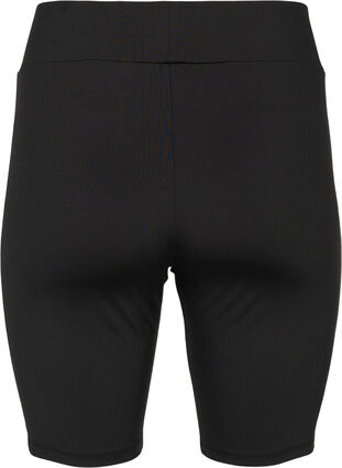 Close-fitting gym shorts with text print, Black, Packshot image number 1