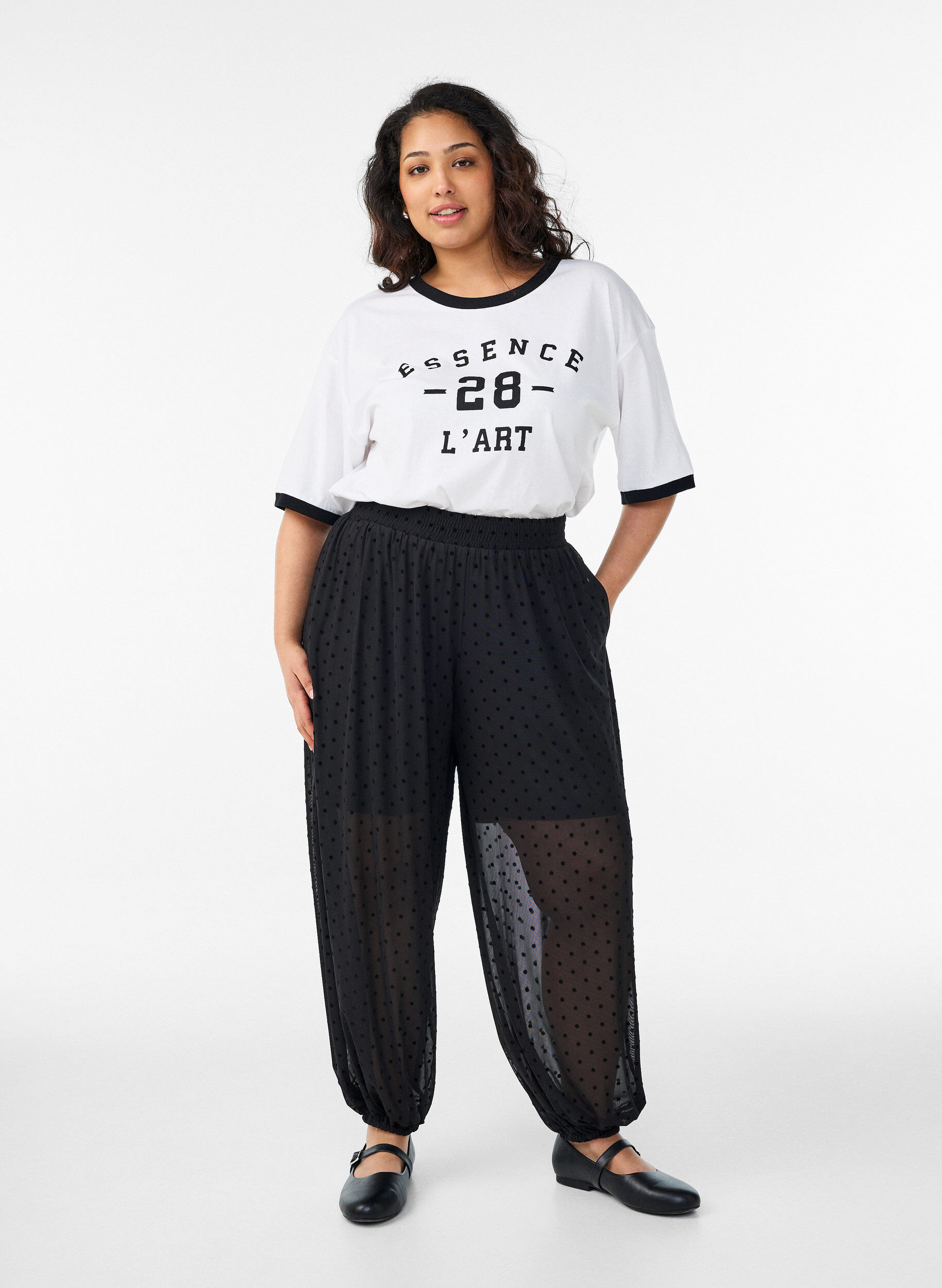 ZizzifashionCotton T-shirt with text print and boxy fit, White, Model image number 1