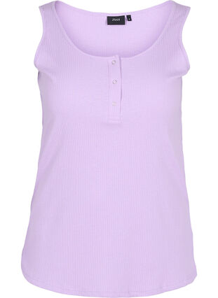 Top with a round neck in ribbed fabric, Lavendula, Packshot image number 0