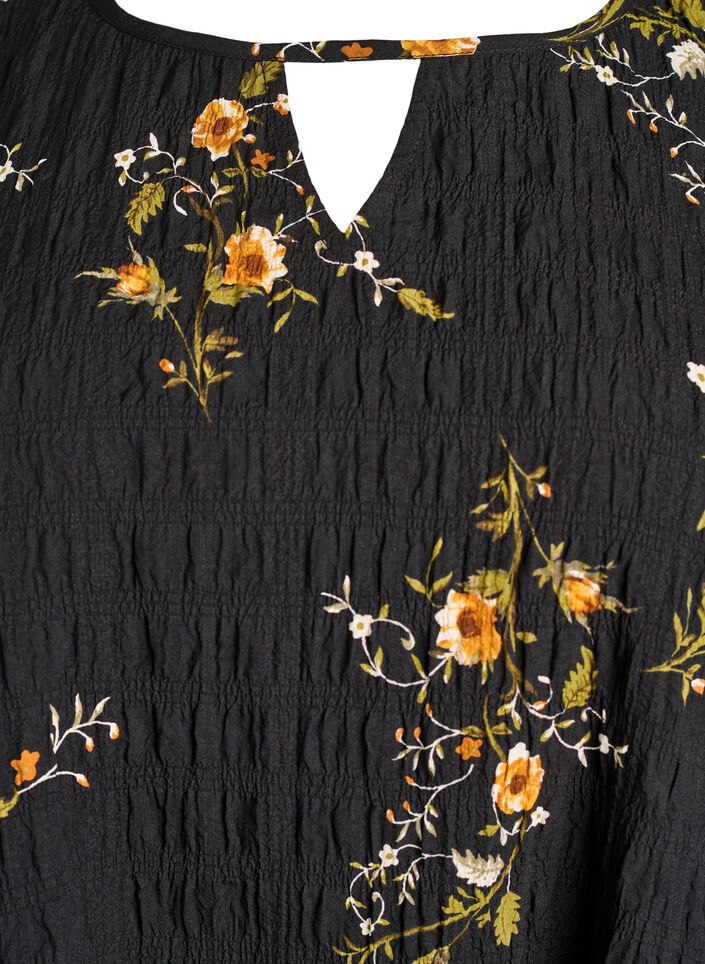 Long-sleeved blouse with floral print, Black, Packshot image number 2