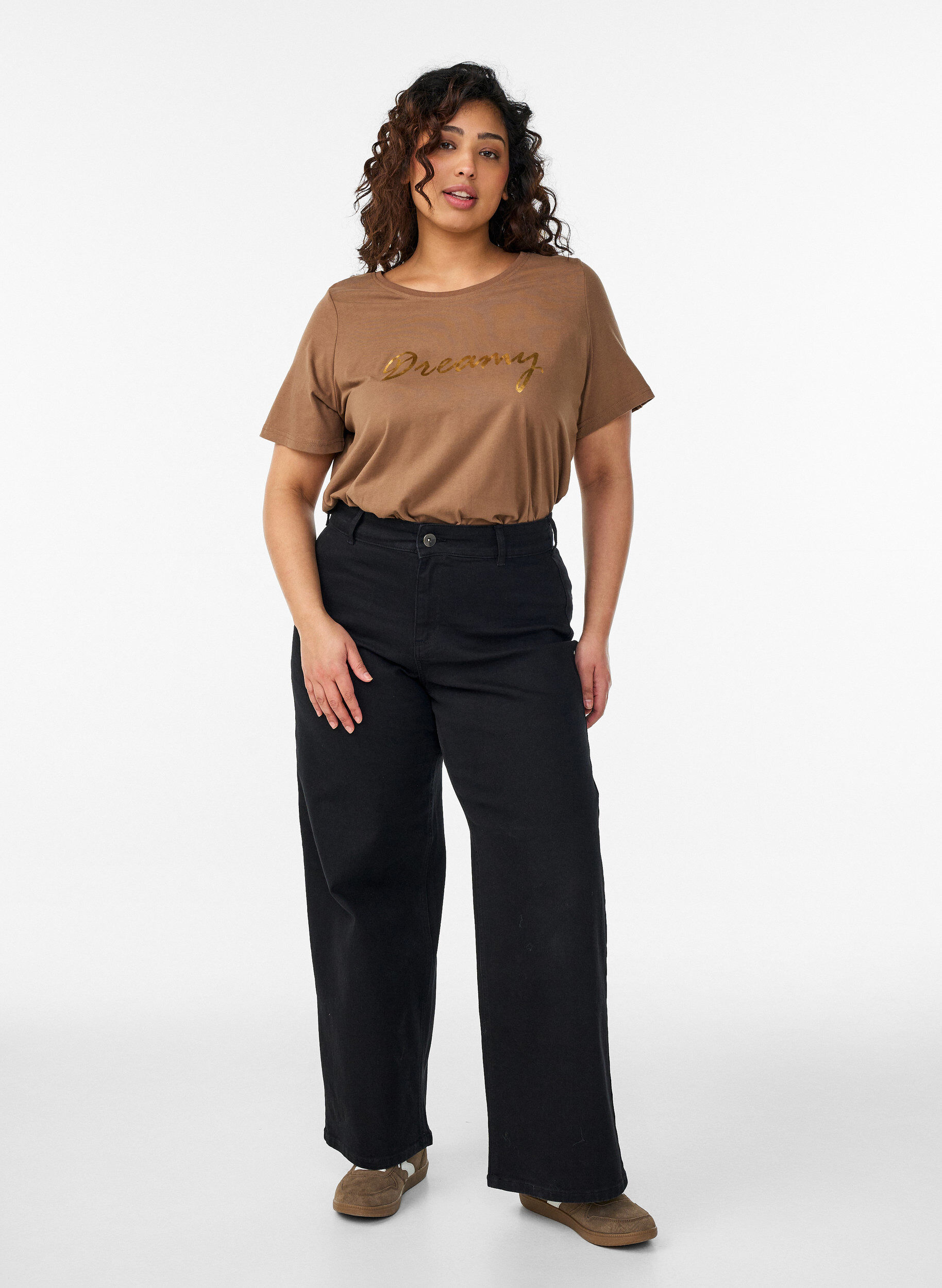 Zizzifashion FLASH - T-shirt with print, Brown, Model image number 1