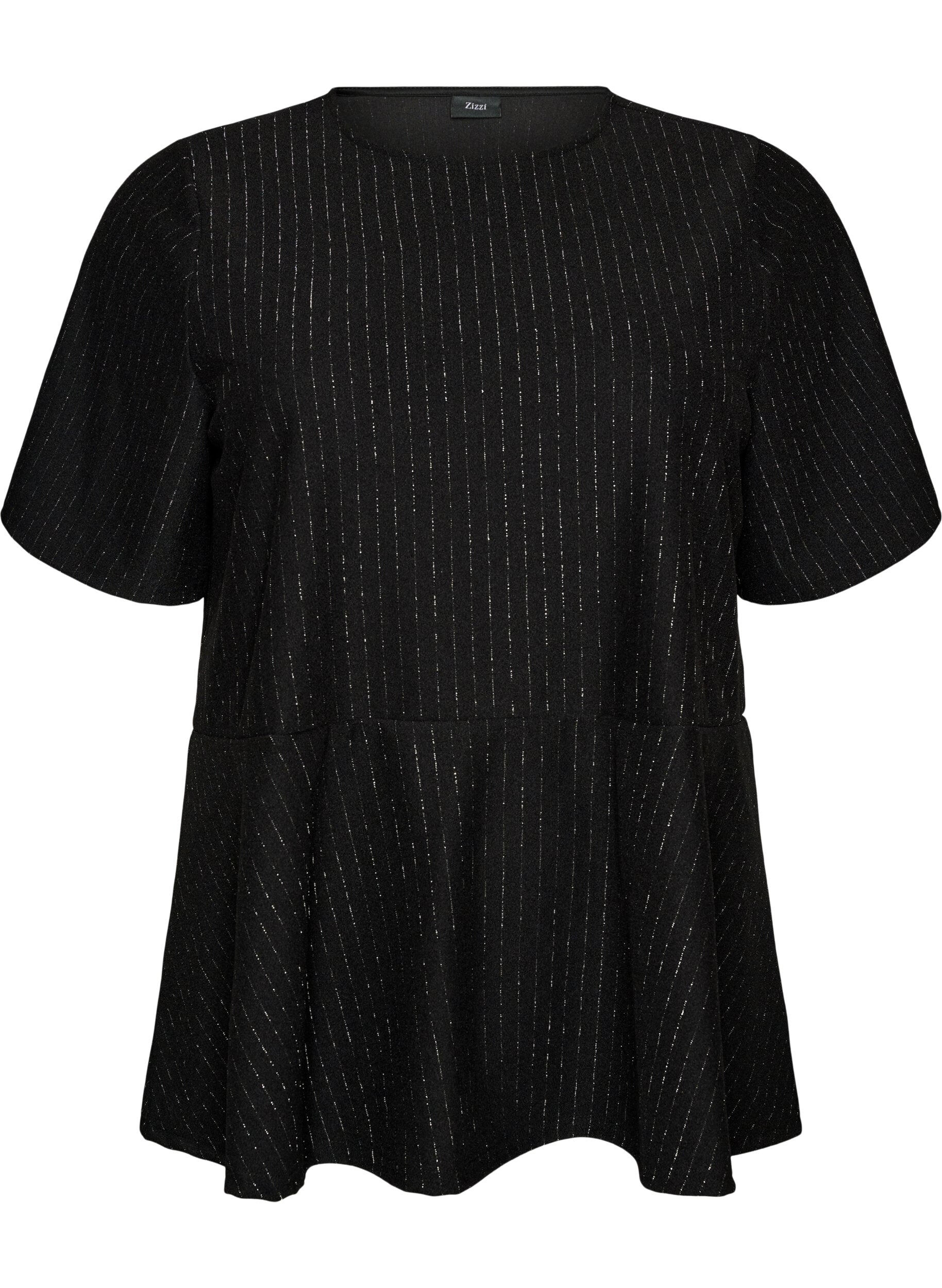 Peplum blouse with glitter stripes