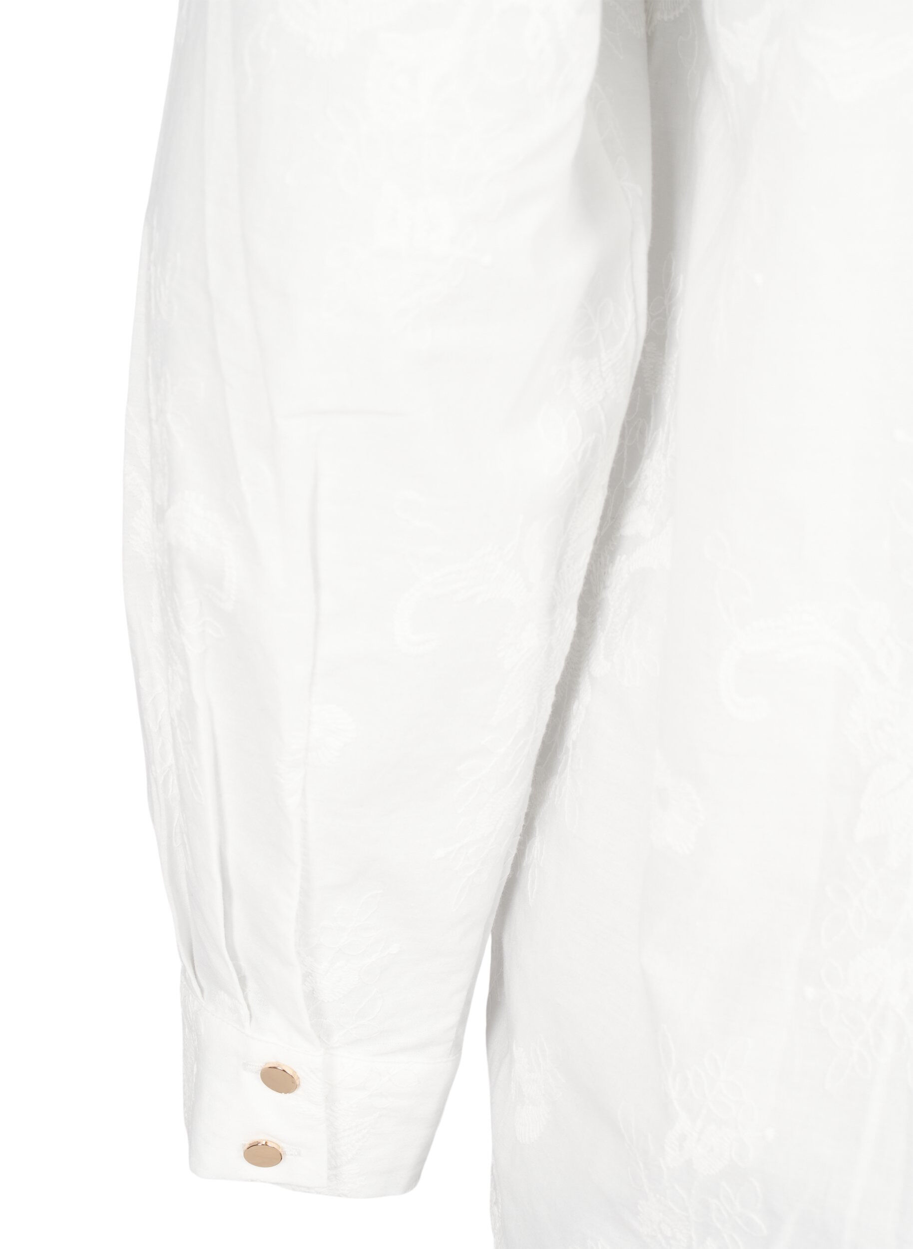 Zizzifashion Long-sleeved blouse with embroidery, White, Packshot image number 3