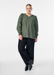 Viscose blouse with smock and gathered details, Green, Model image number 1
