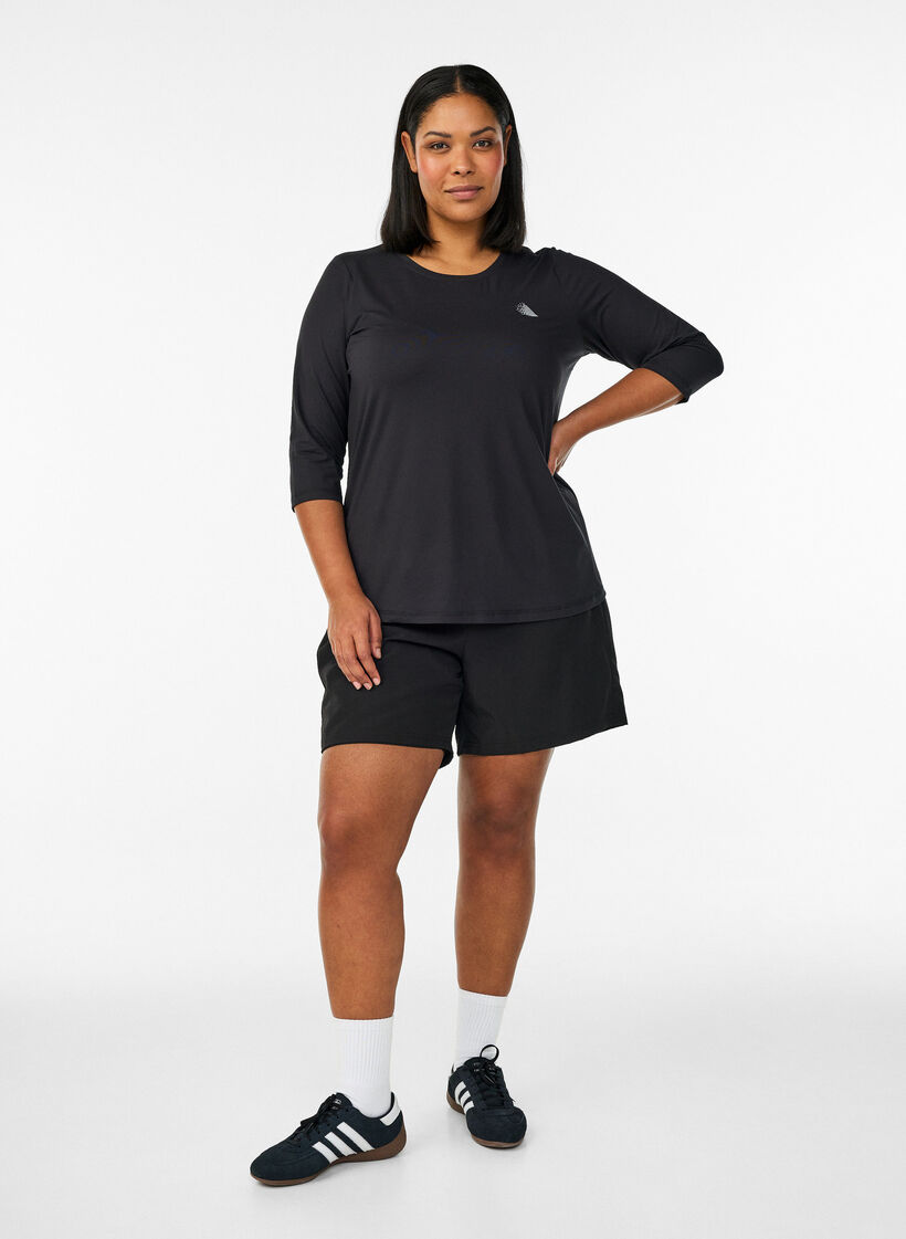 Sports top with 3/4 sleeves, Black, Model