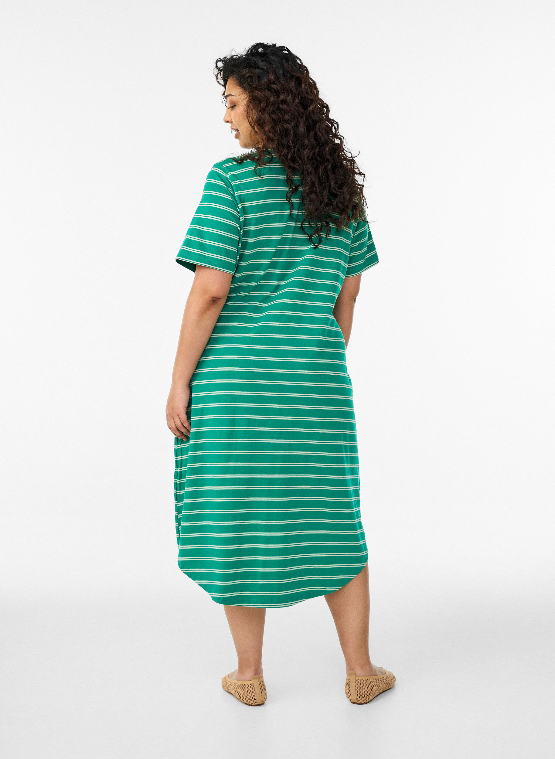 ZizzifashionCotton dress with twist detail, Green, Model image number 1