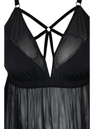 Transparent nightdress with string details, Black, Packshot image number 2