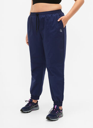Training pants with elastic waistband and drawstring, M. Blue w. Black, Model image number 2