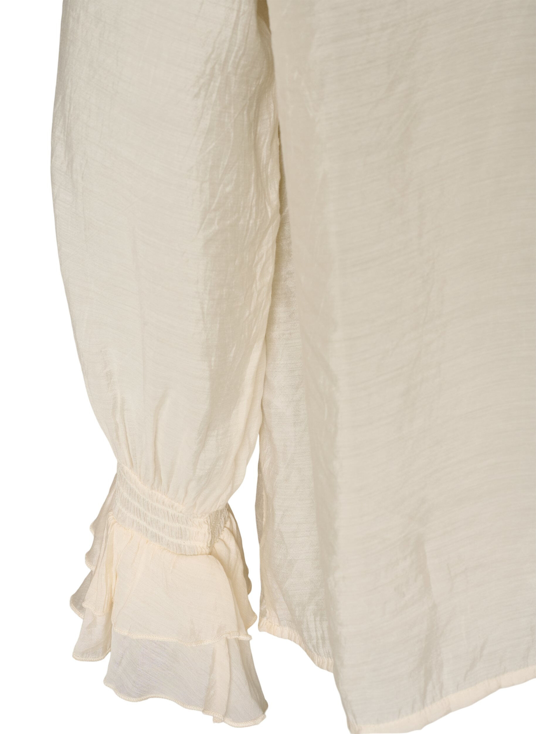 ZizzifashionViscose blouse with ruffles and long sleeves, Vanilla, Packshot image number 3