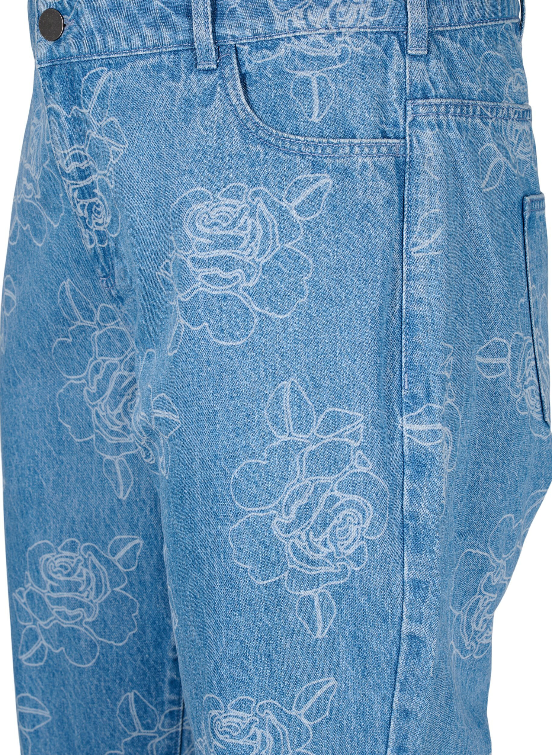 Zizzifashion Vera floral jeans, Light Blue, Packshot image number 2