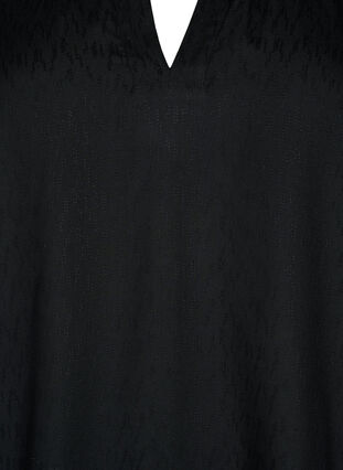 Short-sleeved viscose blouse with v-neck, Black, Packshot image number 2