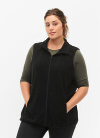 Fleece vest with pockets, Black, Model