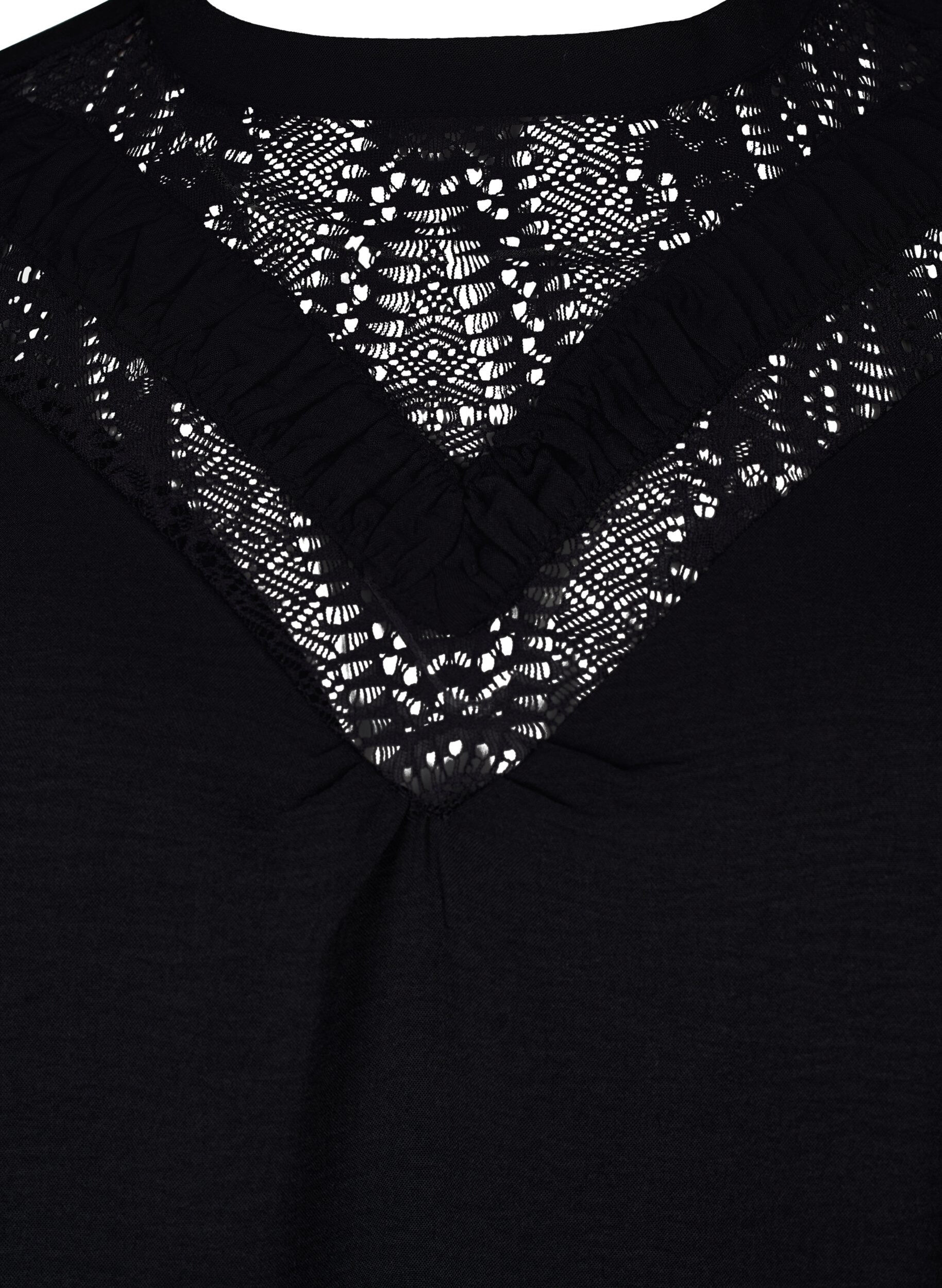 Zizzifashion Blouse with lace detail, Black, Packshot image number 2