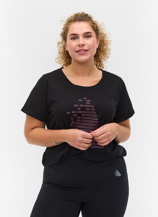 Sports t-shirt with print, Black Diva Pink, Model image number 0