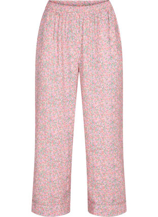 Cotton pyjama bottoms with floral print, Powder Pink, Packshot image number 0