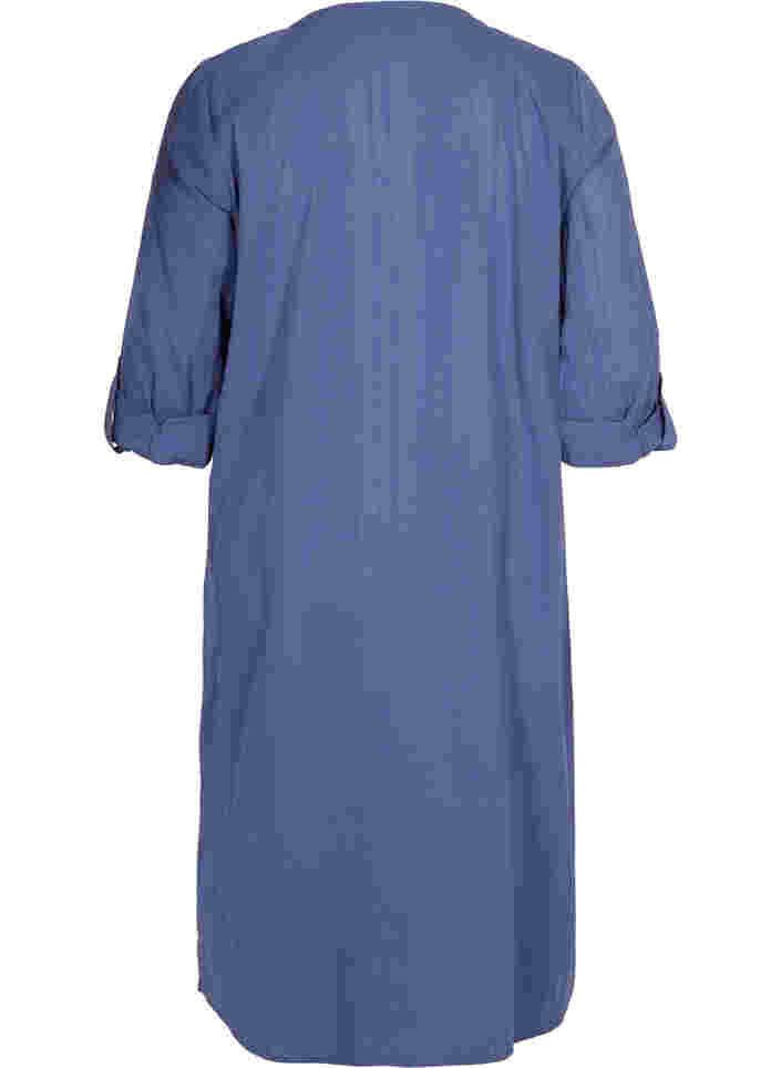 Cotton shirt dress with 3/4 sleeves, Nightshadow Blue, Packshot image number 1