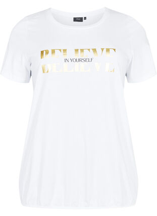 Cotton t-shirt with foil print, B. White w. Believe, Packshot image number 0