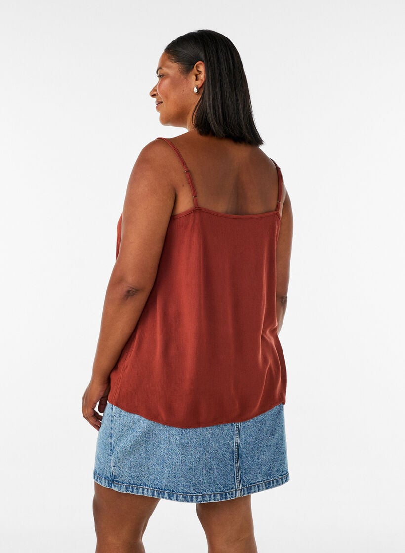 Strap top in viscose, Red, Model image number 2