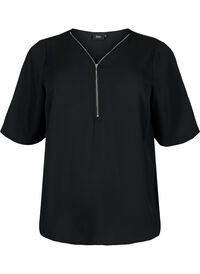 V-neck blouse with zipper