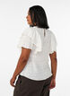 Blouse with smocked texture and ruffle sleeves, Vanilla, Model image number 2